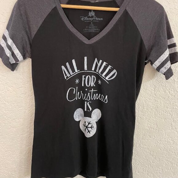 Disney Parks "All I Need for Christmas" Mickey Snowflake T-Shirt - Picture 2 of 4